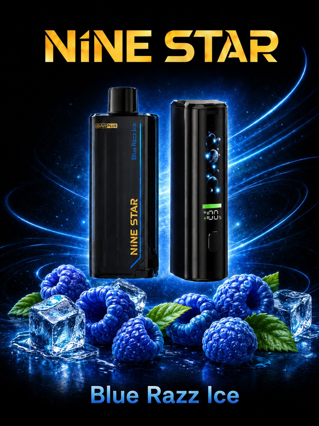 Nine Star Bar Plus Blue Razz Ice — Nine Star Starter kit